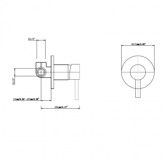 Euro Round Brushed Nickel Shower/Bath Wall Mixer Solid Brass